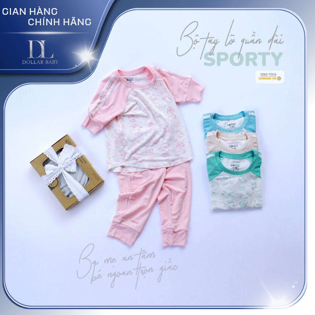 Bộ Tay Lỡ Quần Dài Trẻ Em Hrnee Sporty 6M-4Y Vải Modal Mềm Mại, Nằm Điều Hòa Chính Hãng Việt Nam.