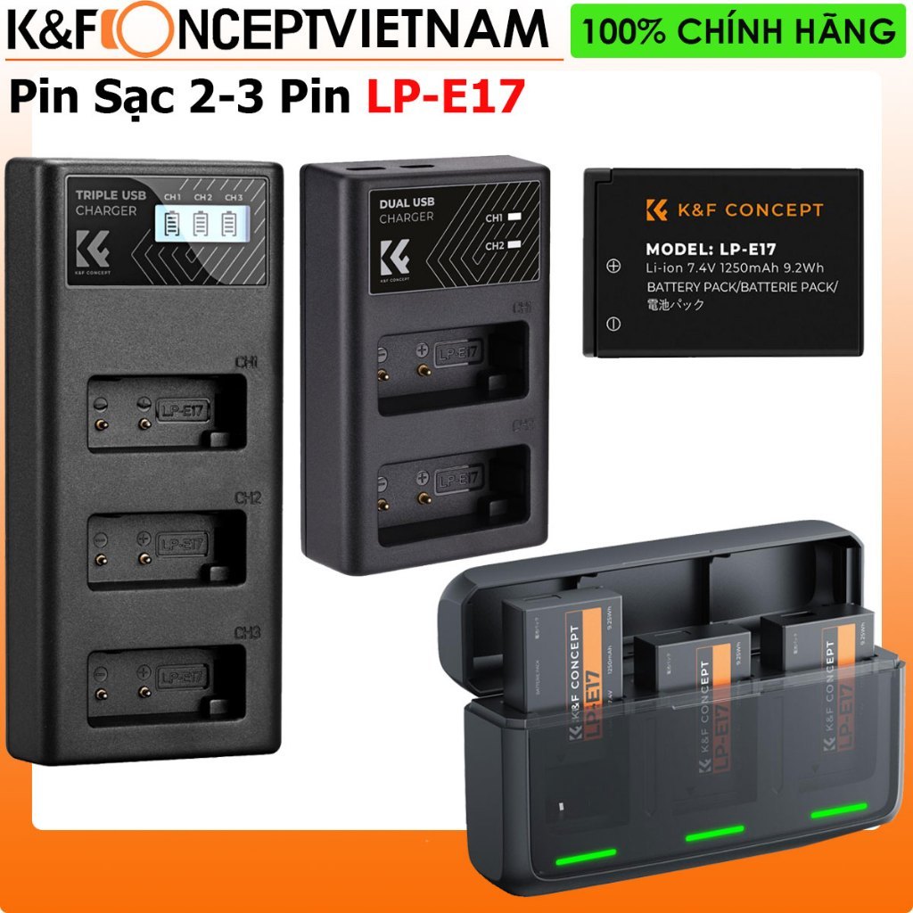 Pin Sạc máy ảnh K&F Concept Canon LP-E17 Tổng hợp