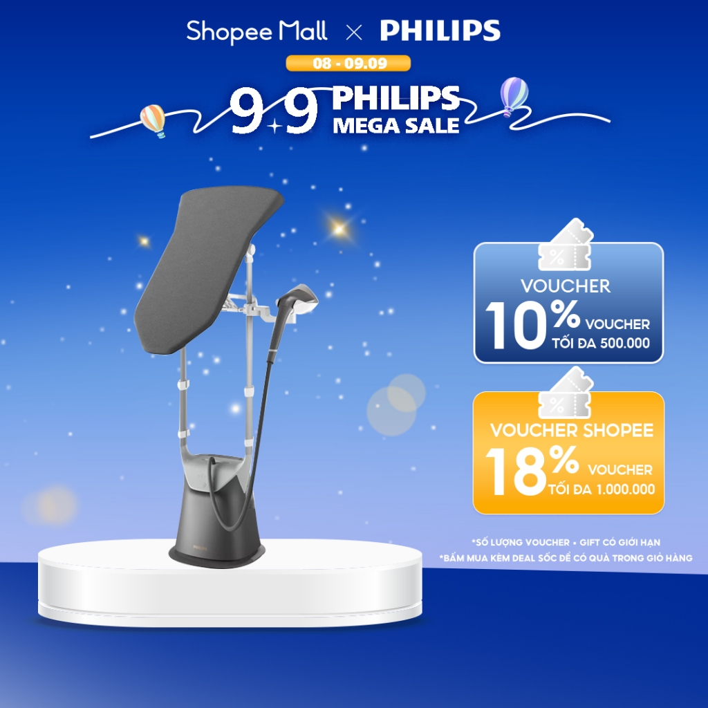 Bàn Ủi Hơi Nước Đứng Cao Cấp Philips GC628/80 All in one 8000 series | OptimalTemp|2400W