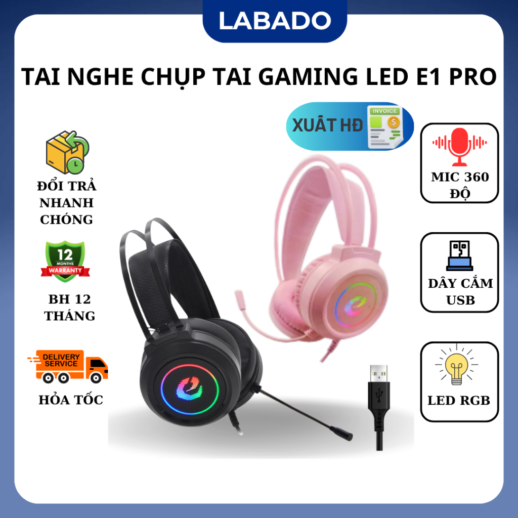 Tai Nghe Chụp Tai Máy Tính Cao Cấp EH416, Jack USB Tích Hợp Nghe, Mic, Led Cho…