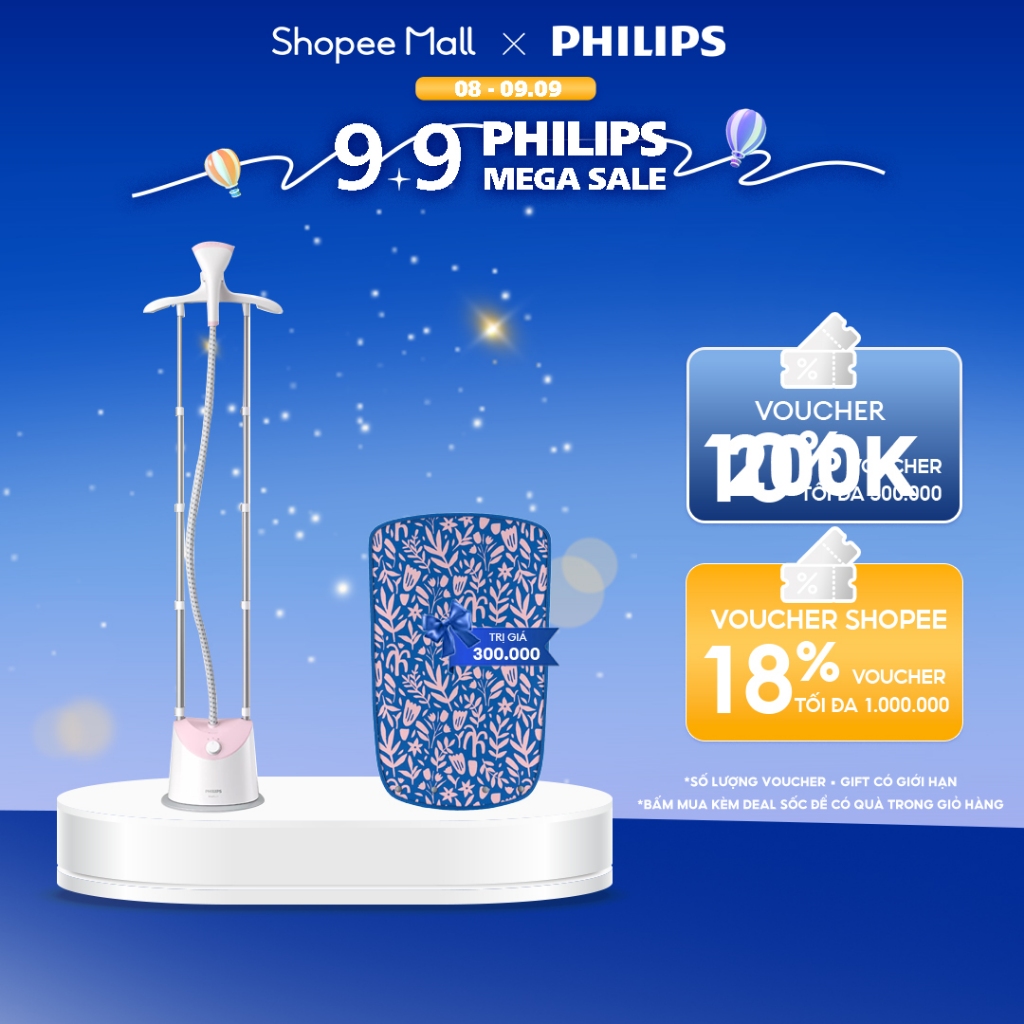Bàn ủi hơi nước đứng Philips GC485/49 - Công suất 1800W, dung lượng bình chứa 1400ml