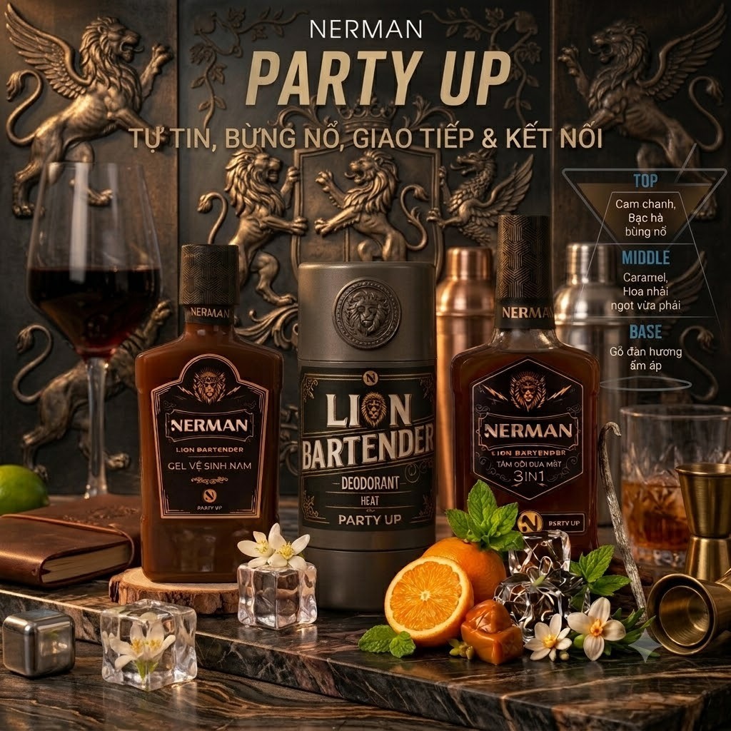 Combo say mê Nerman - Sữa tắm Lion 330g & DDVS Lion 100g & Lăn khử mùi Lion 40g - Chaseme