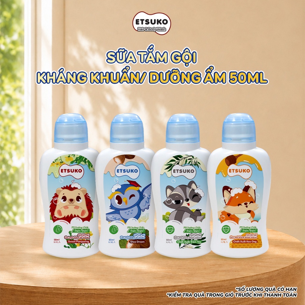 [GIFT NGẪU NHIÊN] Sữa Tắm Gội ETSUKO 50ml - Cáo Bông Cho Bé - STICKER ETSUKO