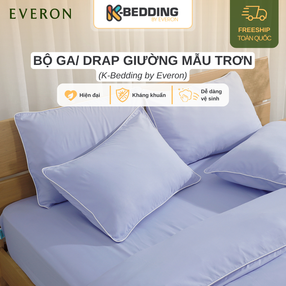 Bộ ga chun/ bộ ga giường Hàn Quốc K-Bedding by Everon KMS chất vải Microfiber (không bao gồm chăn)