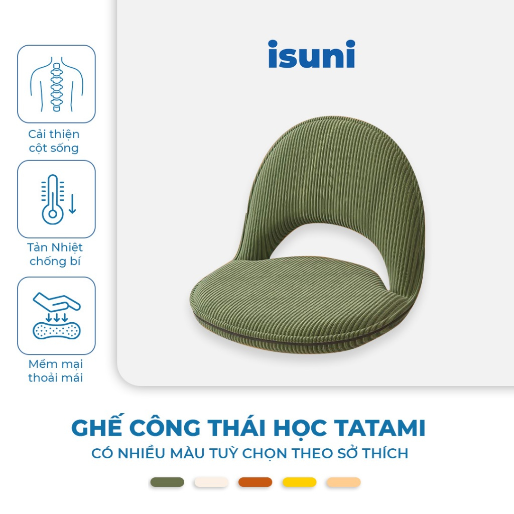 Ghế Ngồi Sàn ISUNI Tựa Lưng Gập Gọn Đệm Cao Su Đàn Hồi Vải Nhung Tăm, Điều…