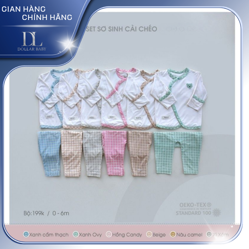 Bộ Bodysuit Dài Tay Hrnee Teddy/Kẻ Caro 0-6M - Vải Bamboo Petit, Kháng Khuẩn - Chính Hãng Việt Nam.