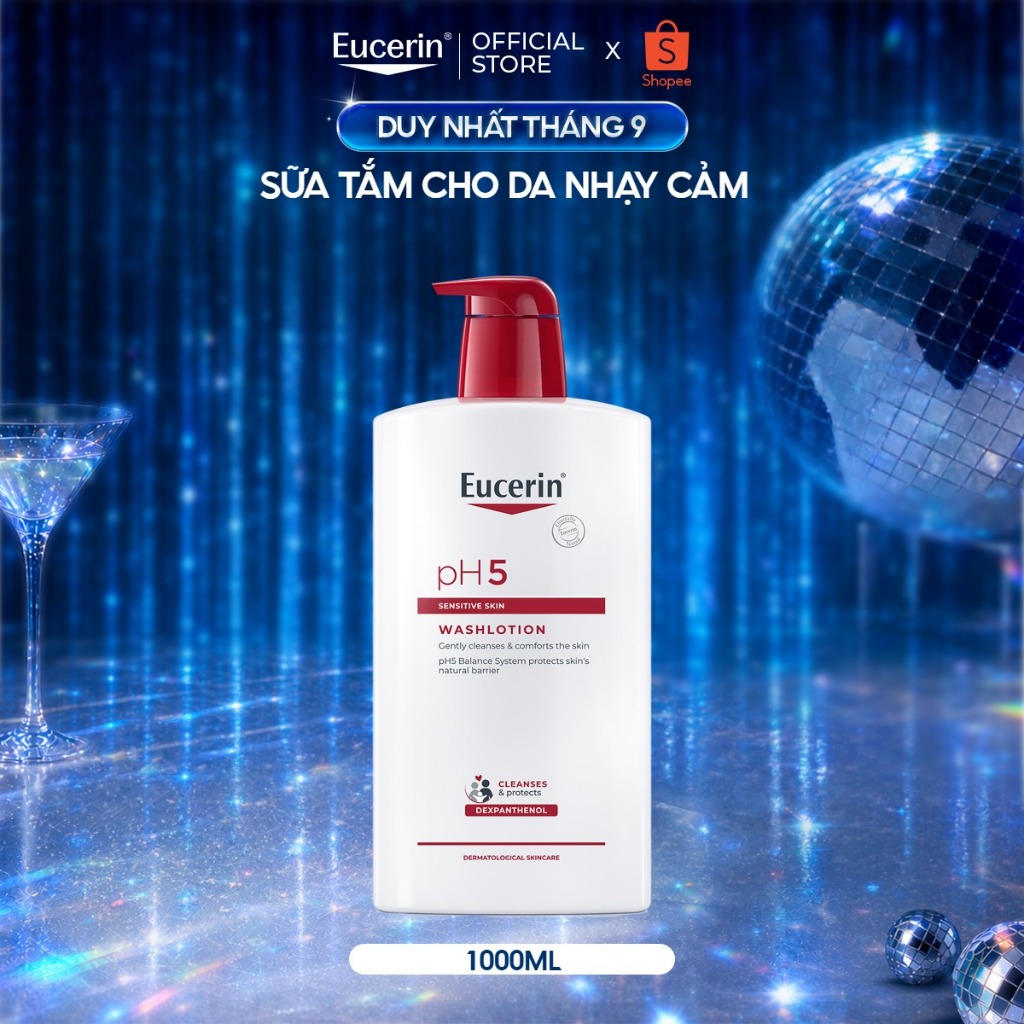 [Hannah x Eucerin] Sữa Tắm Cho Da Nhạy Cảm Eucerin pH5 Sensitive Skin Washlotion 1000ml