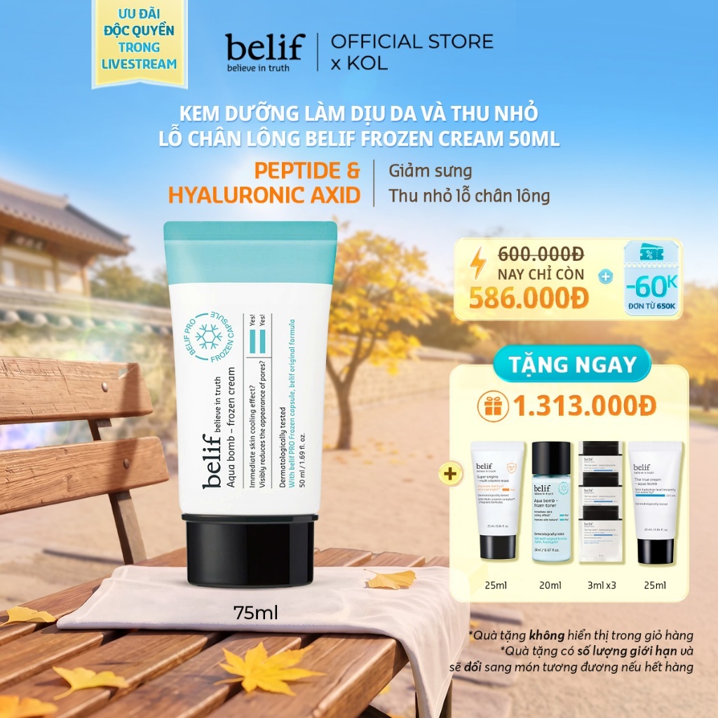 [KOL x belif Official] Kem dưỡng làm dịu da và thu nhỏ lỗ chân lông belif Frozen Cream 50ml
