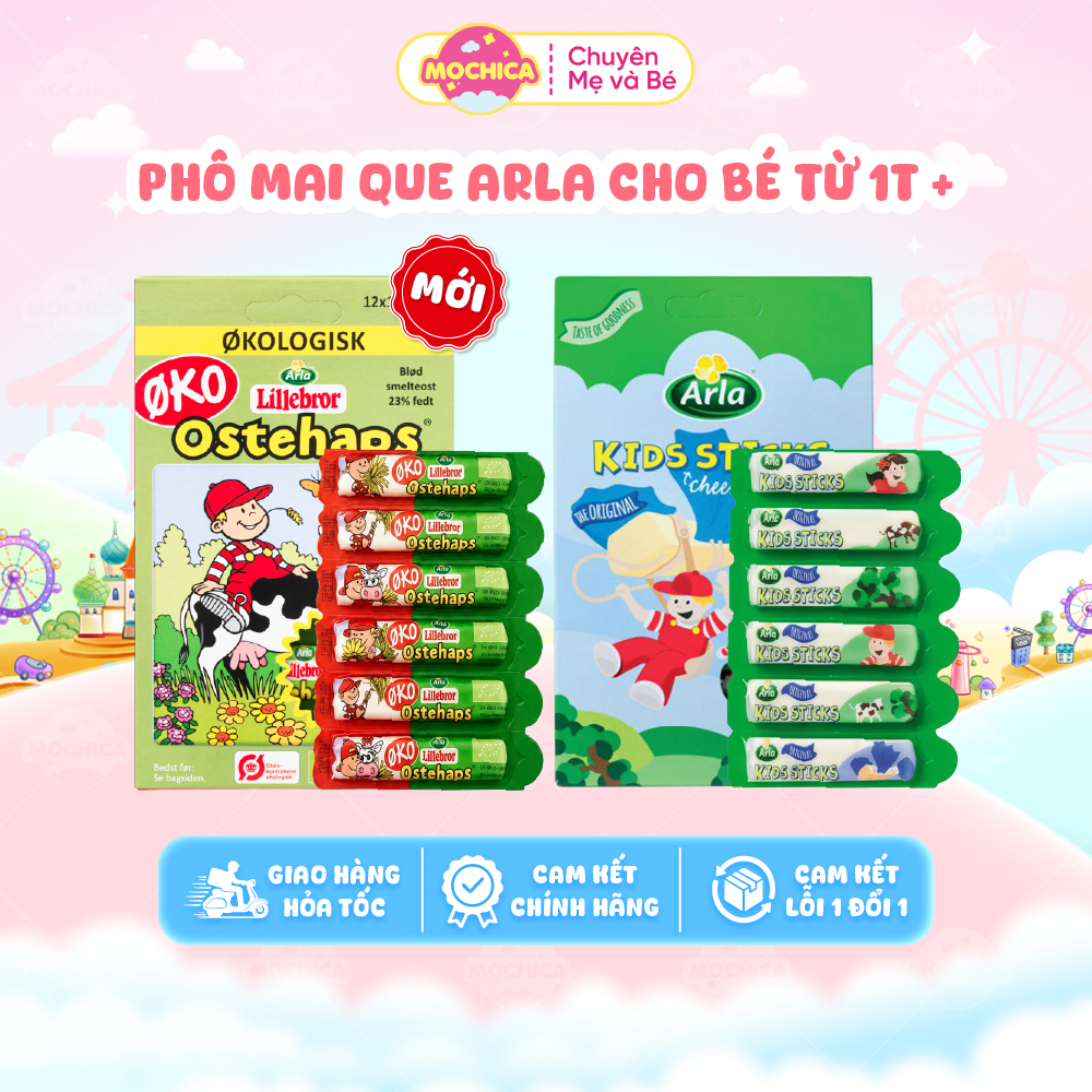 [Date Mới] Phô mai que Processed Cheese Arla Kids Sticks bổ sung Protein Canxi Hộp 6 que 18g Mochica