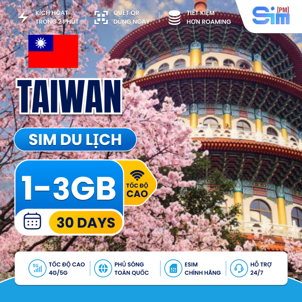 Sim du lịch TAIWAN - ĐÀI LOAN 30 ngày tốc độ cao