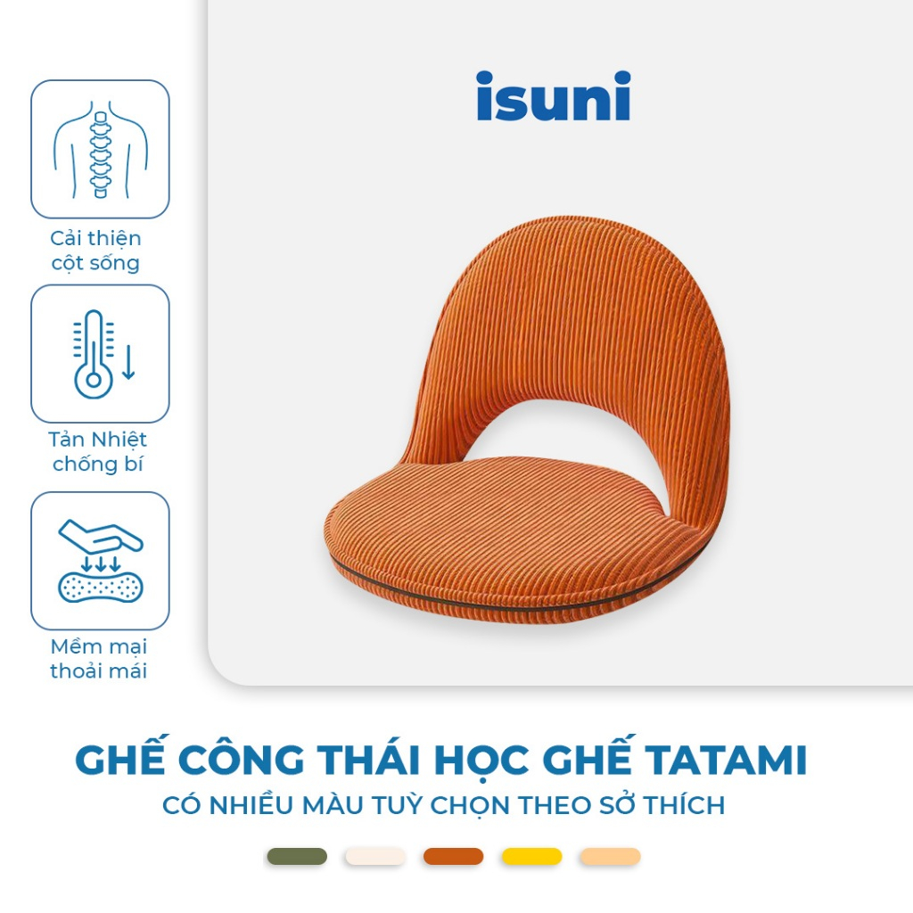Ghế Công Thái Học ISUNI Gập Gọn Ngồi Sàn - Tựa Lưng Điều Chỉnh 90°-180°, Vải…