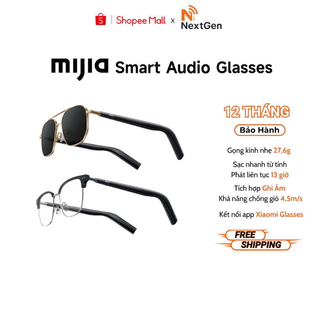 Kính Âm Thanh Thông Minh Xiaomi Mijia Smart Audio Glasses  - Nghe gọi, Ghi Âm - Bảo Hành 12 Tháng
