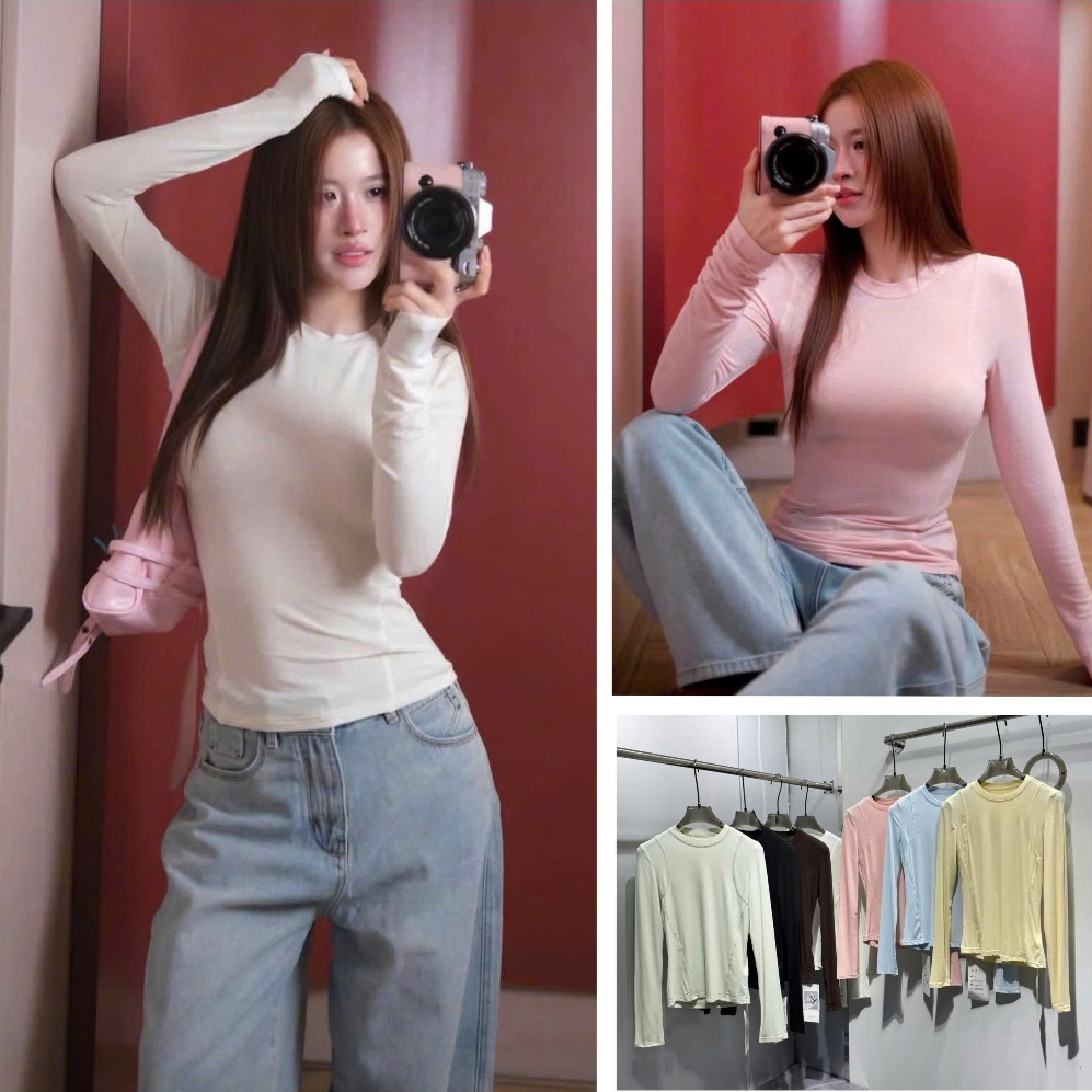 [Follow shop nhận mã 10k] Áo thun dài tay cổ tròn gân Meo Meo Shop AP1094 202