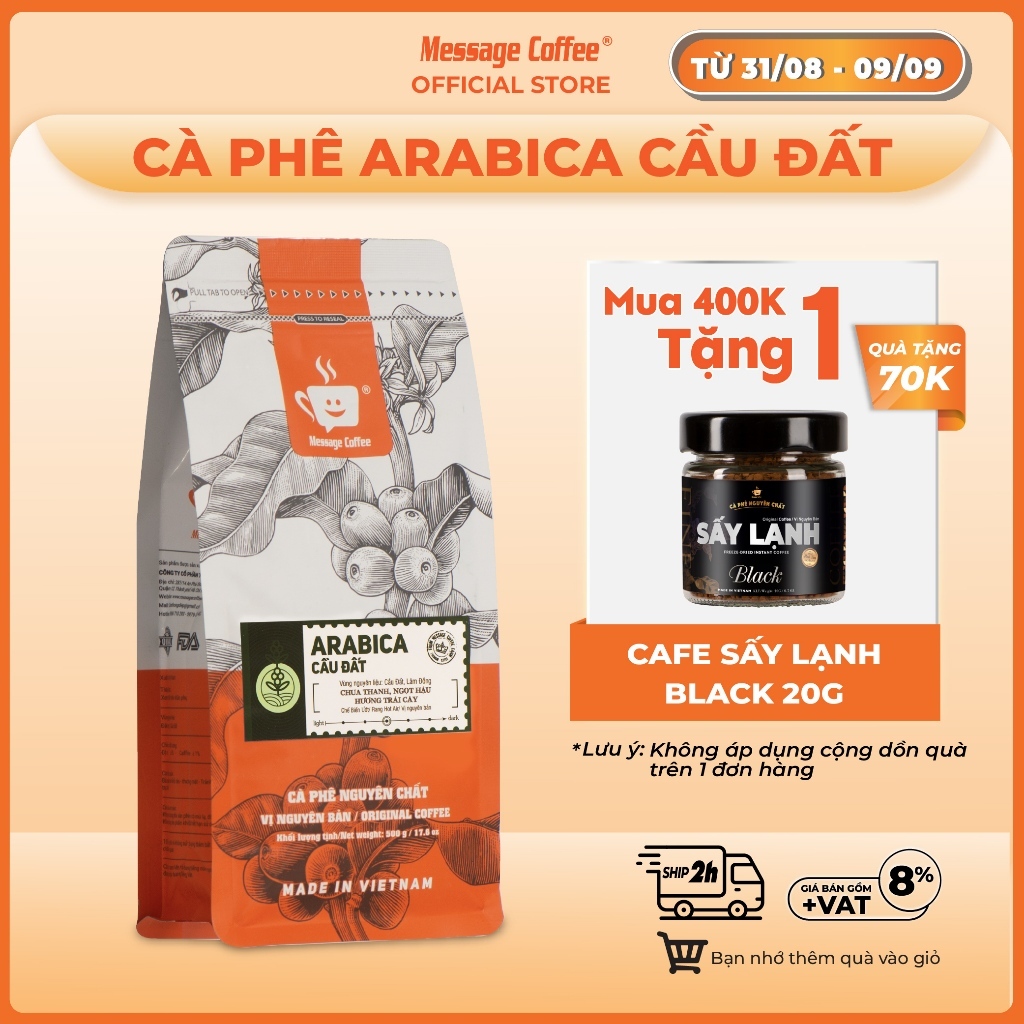 Cà phê Arabica Cầu Đất nguyên chất 100% hậu vị ngọt thơm quyến rũ Pha Máy - Cold Brew và Drip từ Message Coffee