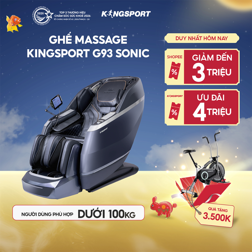 Ghế massage KINGSPORT CLASSIC G93 Sonic Hệ thống con lăn 3D, 30 bài massage tự động