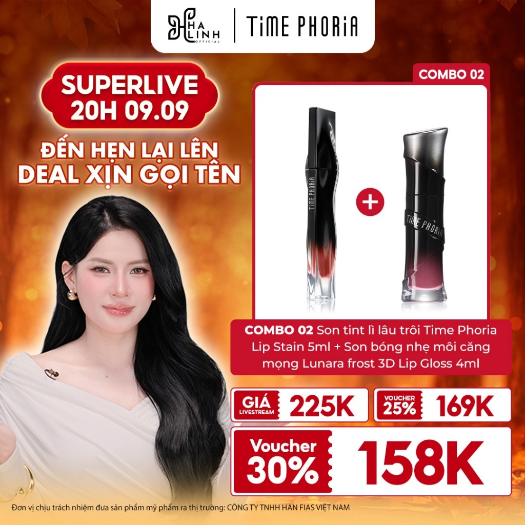 [VHL x Time Phoria] COMBO 02 Son tint lì lâu trôi Time Phoria Lip Stain 5ML + Son bóng nhẹ môi căng 