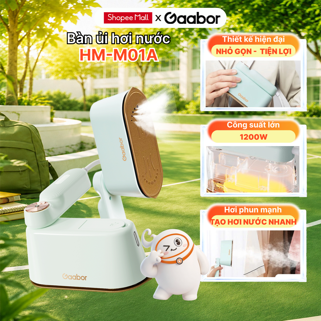Bàn ủi hơi nước cầm tay Gaabor 2in1 HM-M01A 1200W bàn ủi du lịch nhỏ gọn làm nóng 30 giây