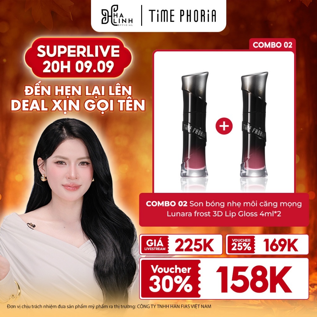 [VHL x Time Phoria] COMBO 2 Son bóng nhẹ môi căng mọng Time Phoria Lip Gloss 4ml*2