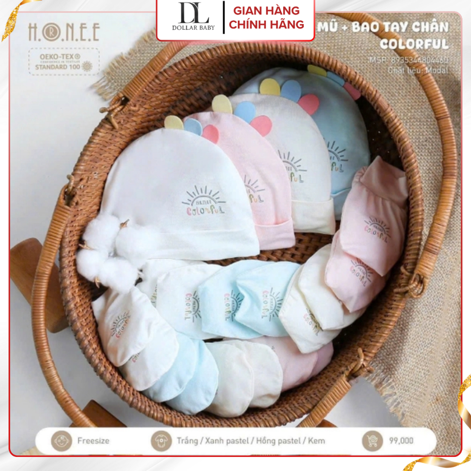 [NHIỀU MẪU] Set Phụ Kiện Sơ Sinh Hrnee - Vải Bamboo/Petit Mềm Mại, An Toàn - Chính Hãng Việt Nam