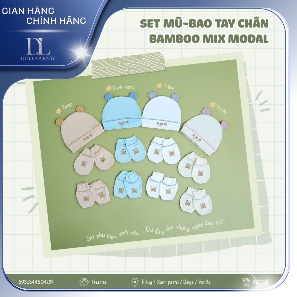 [NHIỀU MẪU] Set Phụ Kiện Sơ Sinh Hrnee - Vải Bamboo/Petit Mềm Mại, An Toàn - Chính Hãng Việt Nam.