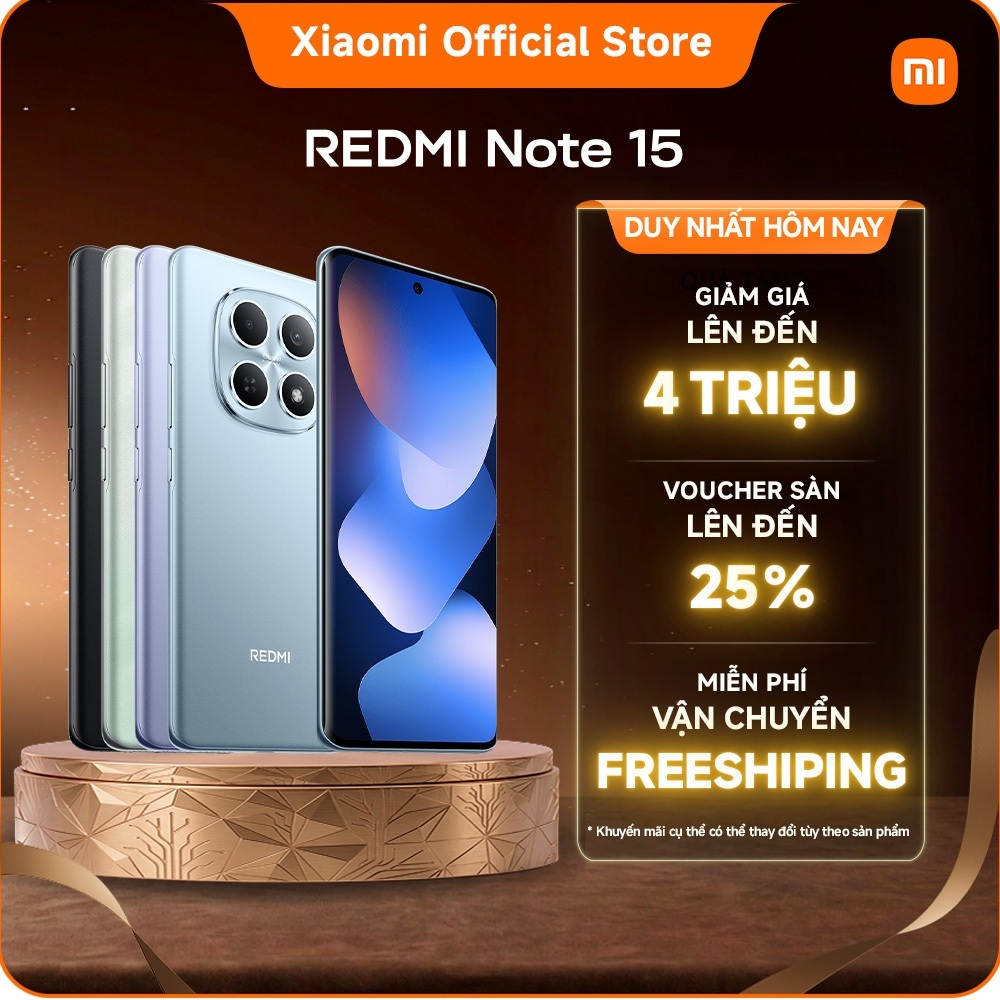 Điện thoại thông minh Xiaomi REDMI Note 15 (6+128GB | 8+128GB | 8+256GB) | Pin lớn 6000mAh | Màn hìn