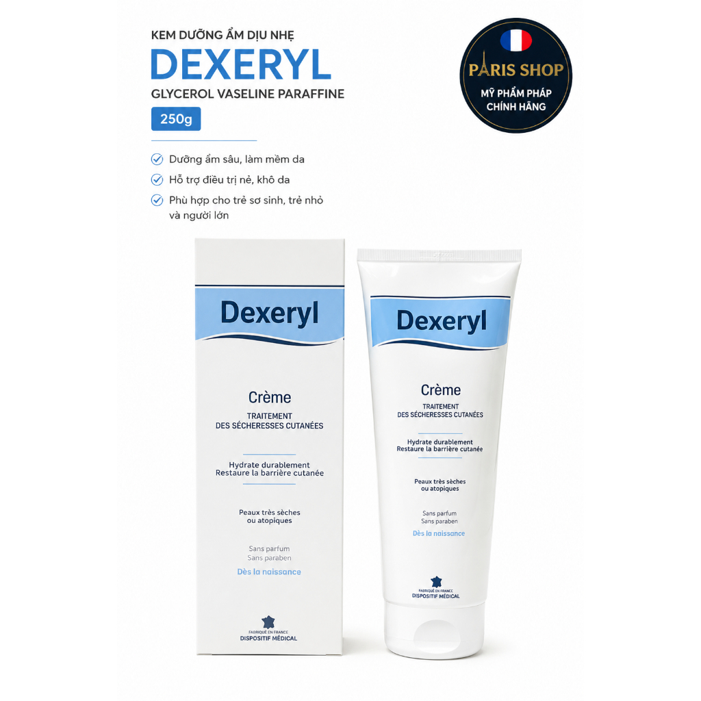 Kem dưỡng ẩm dịu nhẹ cho em bé Dexeryl Glycerol Vaseline Paraffine 250g