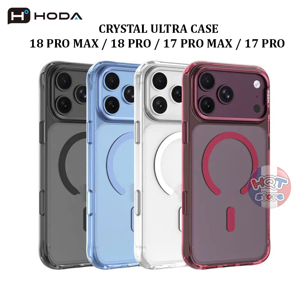 Ốp lưng kính HODA Crystal Ultra Case IP 18 Pro Max / 18 Pro 17 Pro Max / 17 Pro