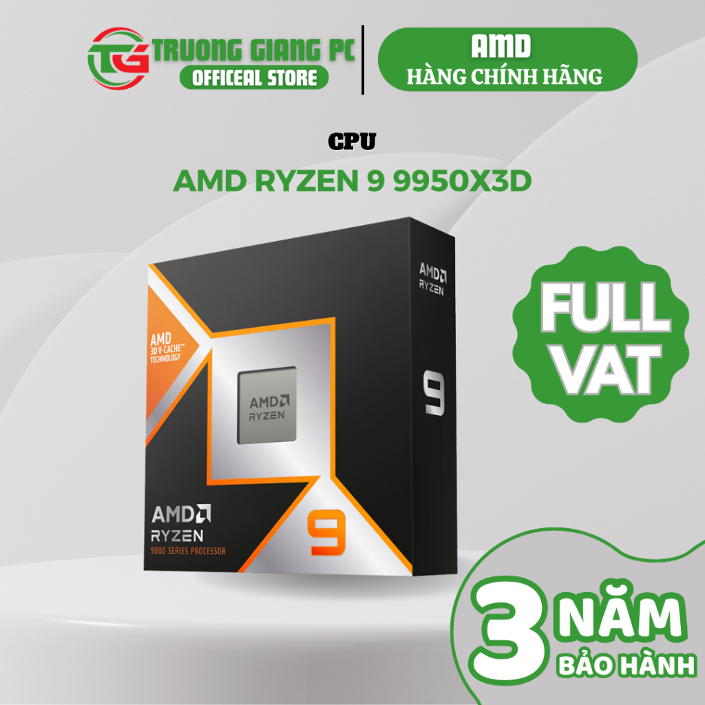 [SẢN PHẨM FULL VAT] CPU AMD Ryzen 9 9950X3D - New BOX (Chưa Gồm Fan) BẢO HÀNH CHÍNH HÃNG 36 THÁNG