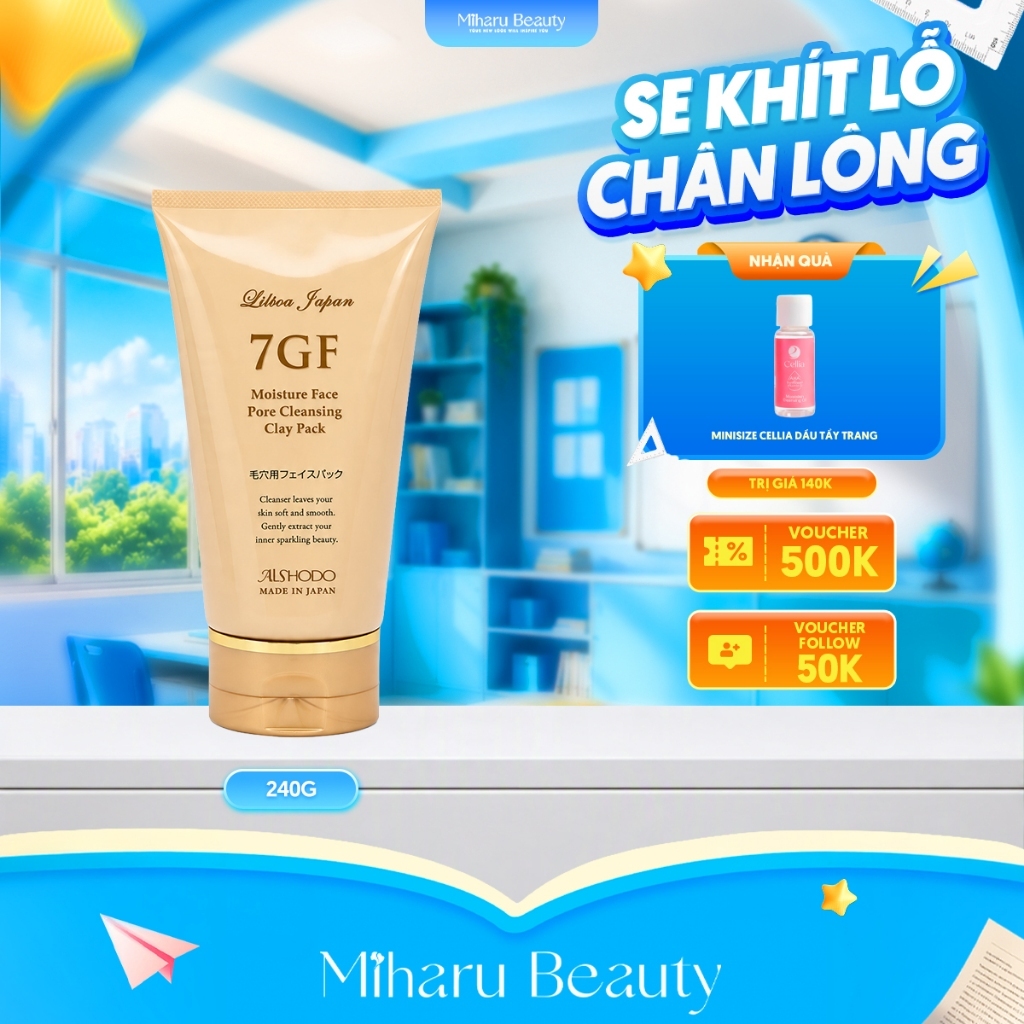 Mặt nạ bùn non làm sạch sâu ngừa mụn tinh chất Peptide & Collagen - 7GF Cleansing Clay Pack 240g