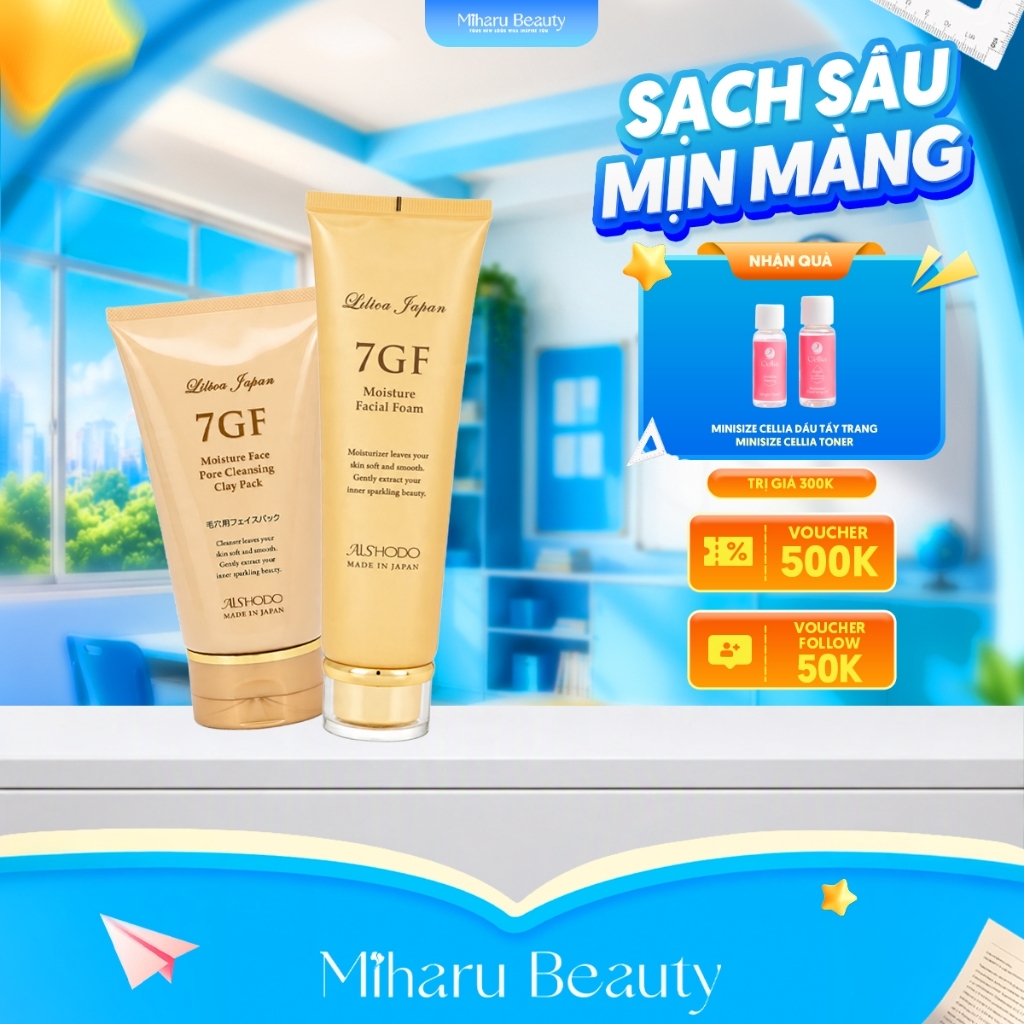 Làm sạch sâu và giảm viêm mịn màng - 7GF Facial Foam, Clay Pack