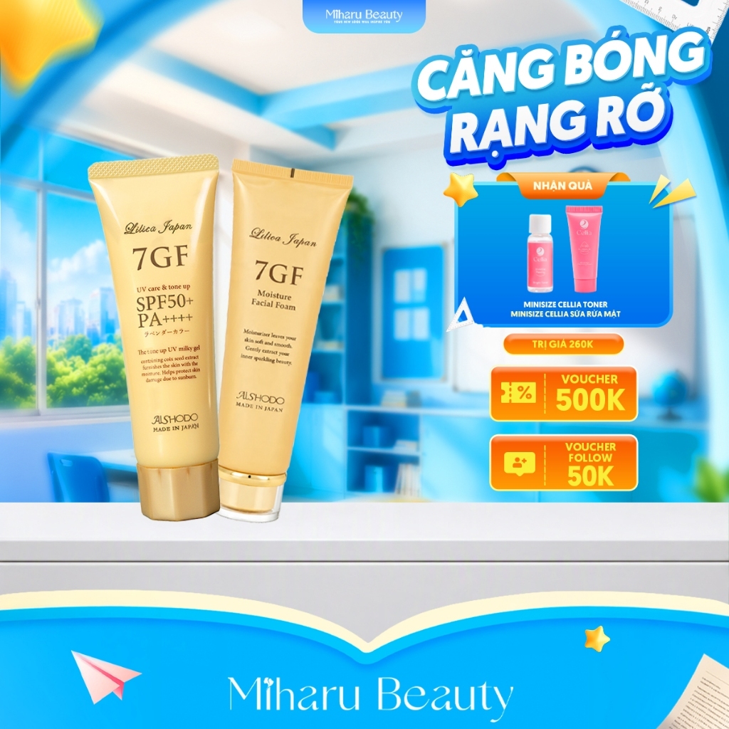 Bộ đôi làm sạch, chống nắng hoàn hảo - 7GF Foam, UV Care & Tone-up