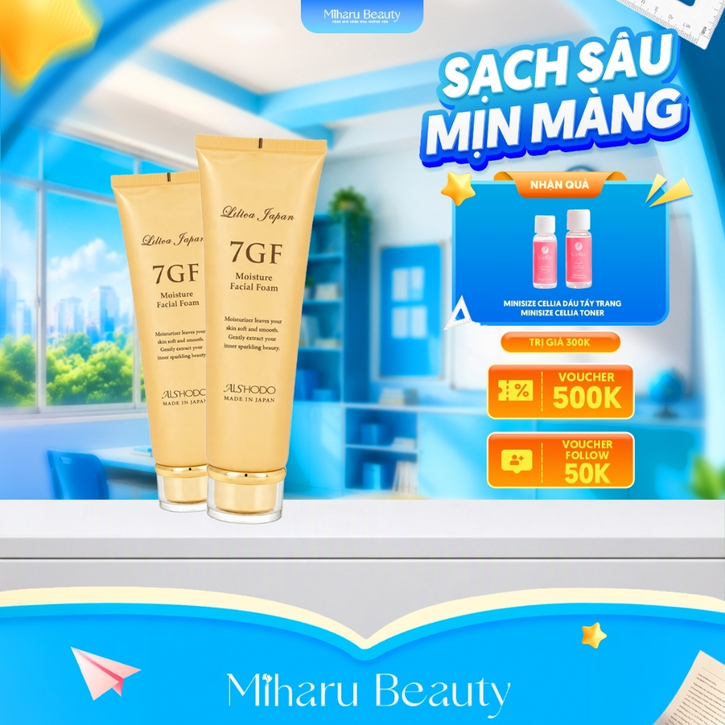 Combo Sữa rửa mặt tạo bọt cấp ẩm sâu và trẻ hoá da tinh chất Peptide và Collagen - 7GF Moisture Faci