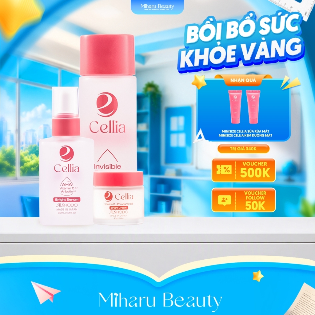 Bộ Ba Dưỡng Da Dầu Mụn - Cellia Toner, Serum, Cream
