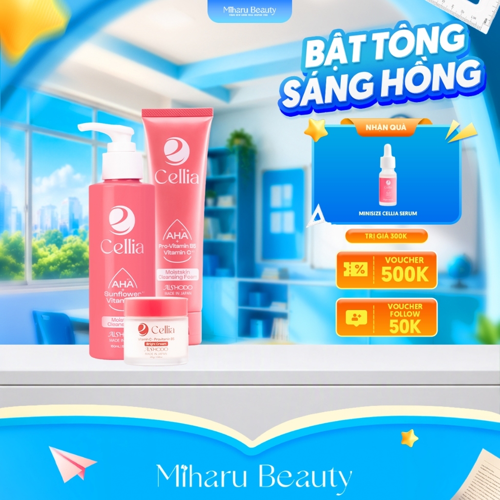 Combo Cellia Dầu tẩy trang, Sữa rửa mặt, Kem dưỡng mặt