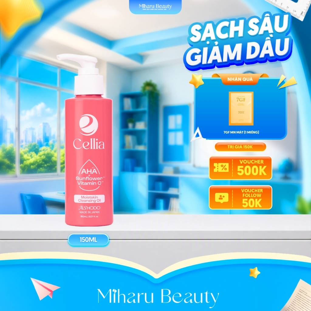 Dầu tẩy trang hoa hướng dương sạch sâu, giảm nhờn & mụn đầu đen - Cellia Moistskin Cleansing Oil 150