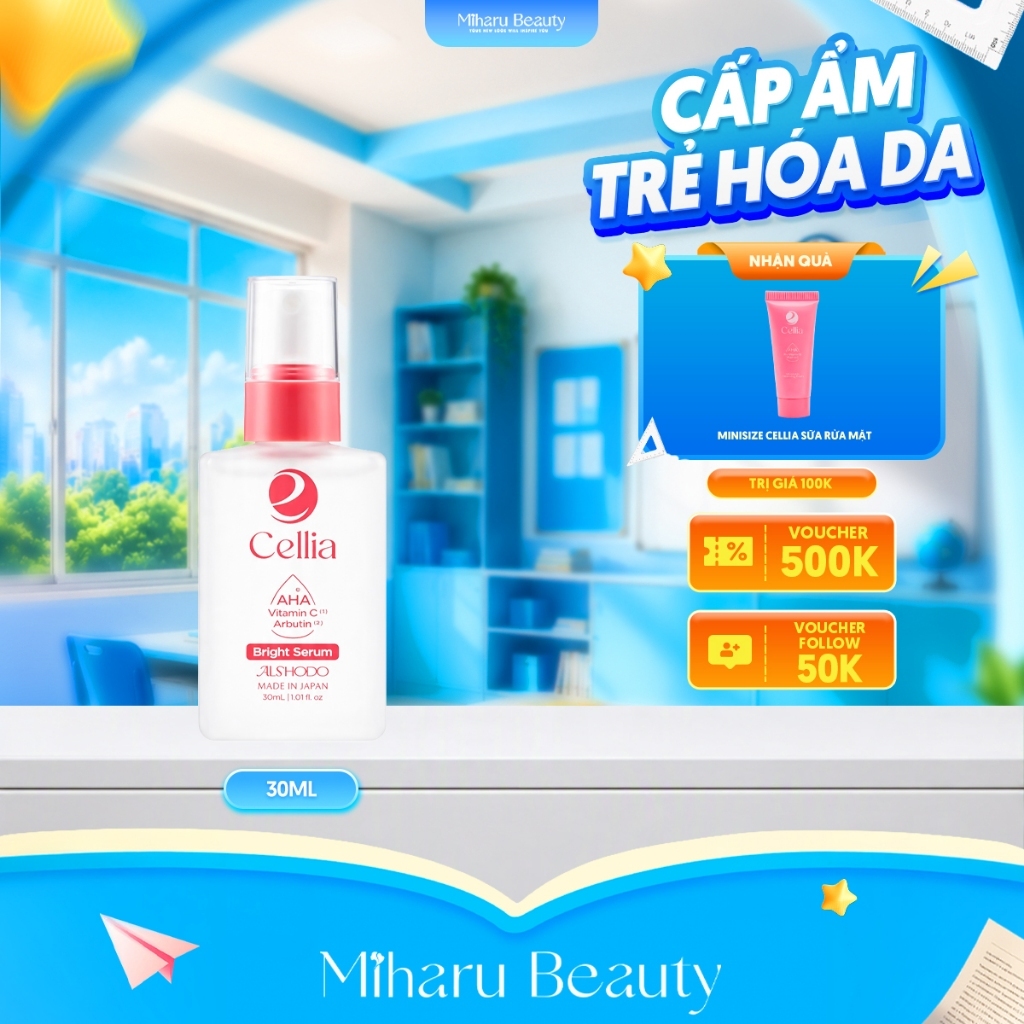 Tinh chất dưỡng kiềm dầu giảm mụn & sáng da - Cellia Bright Serum 30ml