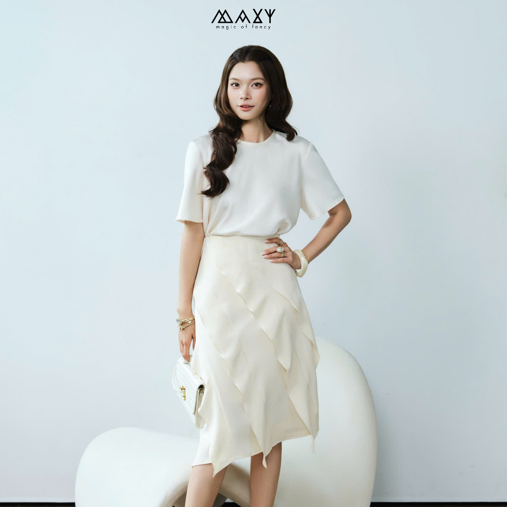 Áo Lụa Tay Ngắn Thanh Lịch Short Sleeve Silk Top Maxy Workshop