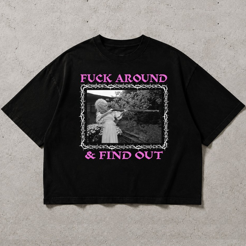 Áo Thun Boxy Vintage F-Around Find Out, Nam Nữ Form Rộng Boxy Style Streetwear Y2K, Vải Cotton Co Gỉ