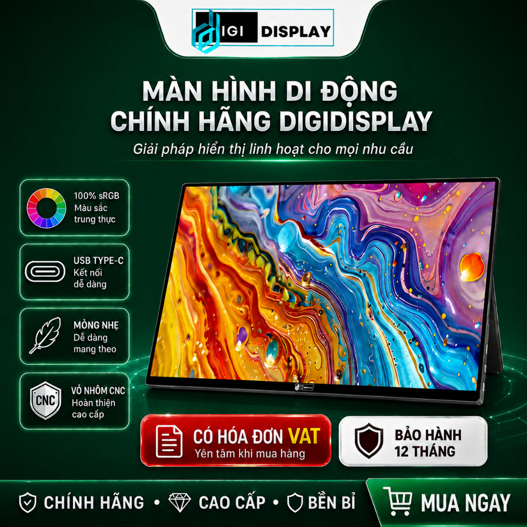 Màn hình di động IPS CNC chĩnh hãng DigiDisplay FHD/2.5K100%sRGB - Portable Monitor