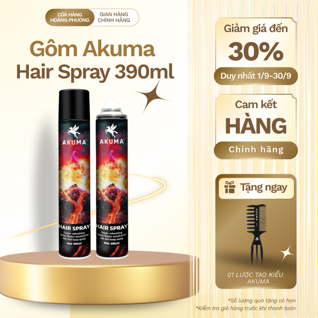 Gôm Xịt Giữ Nếp Tóc AKUMA HAIR SPRAY 390ml Hương Nước Hoa Chính Hãng Akuma