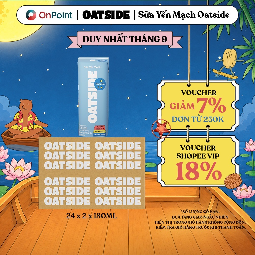 Combo 2 Thùng 24 hộp Sữa yến mạch OATSIDE Đậm Vị Deluxe 180ml (180ml x 24)