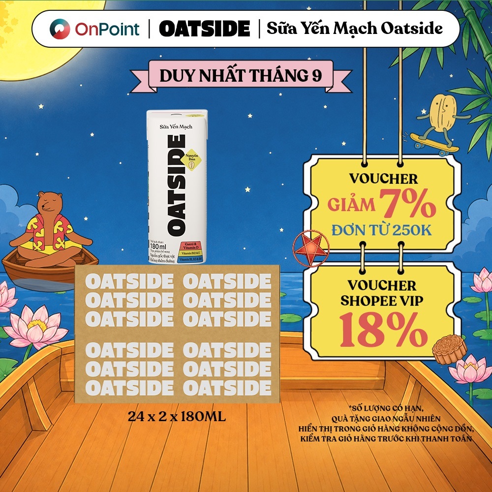 Combo 2 Thùng 24 hộp Sữa yến mạch OATSIDE Nguyên Vị Barista Blend 180ml (180ml x 24)