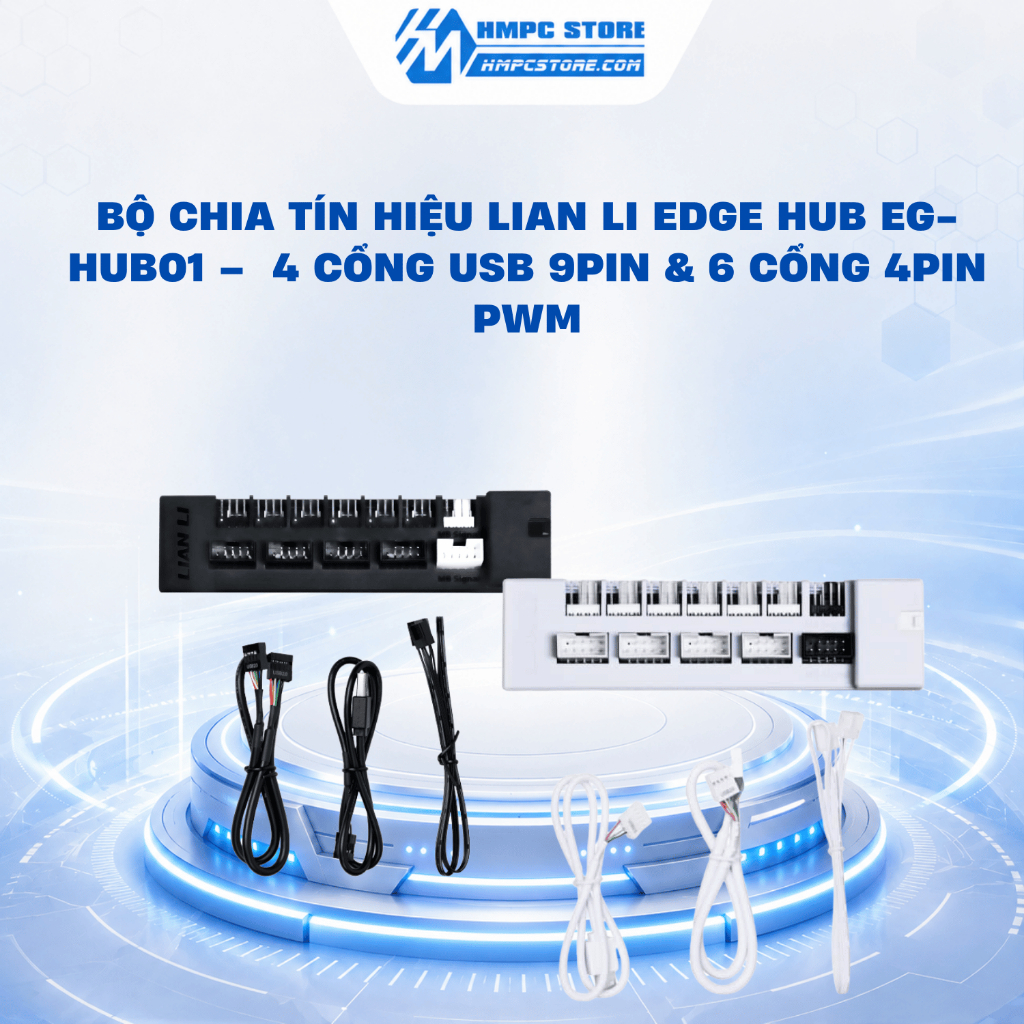 Bộ chia tín hiệu Lian Li EDGE HUB EG-HUB01 –  4 cổng USB 9Pin & 6 cổng 4Pin PWM