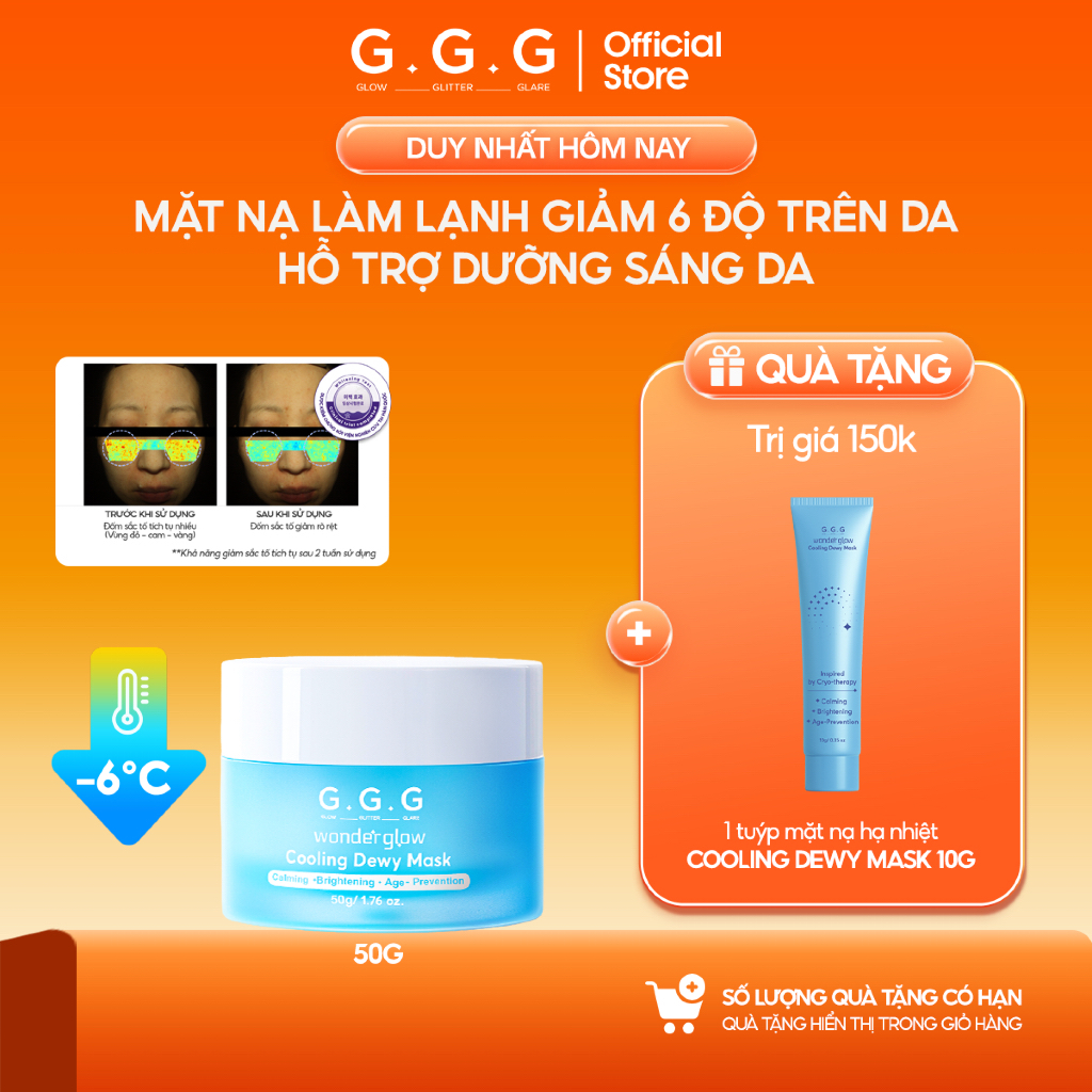 [ KOL ] Mặt Nạ Lạnh GGG - Làm Dịu Da Ửng Đỏ, Dưỡng Trắng Sáng & Mờ Thâm Sạm GGG Mask 50