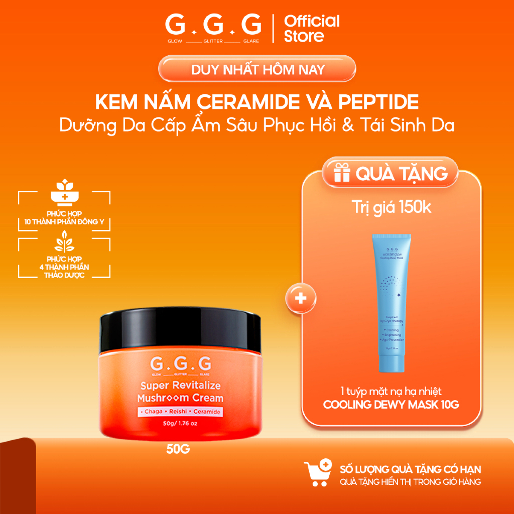 [SALE] Kem Dưỡng Nấm Chaga GGG Cấp Ẩm Sâu, Tái Tạo Da và Giảm Nếp Nhăn G.G.G Super Revitalize Mushro