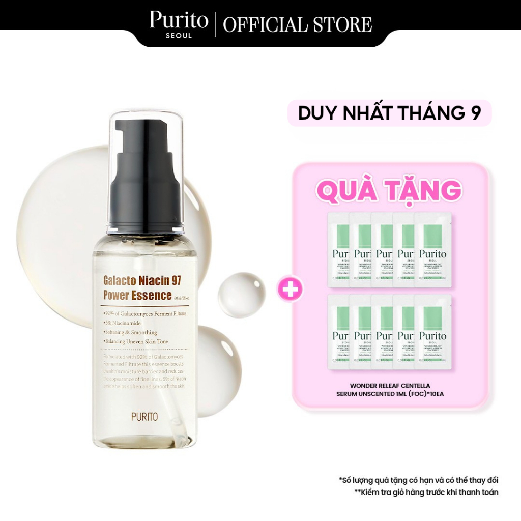Tinh Chất Dưỡng Da Trắng Sáng PURITO Galacto Niacin 97 Power Essence 60ml