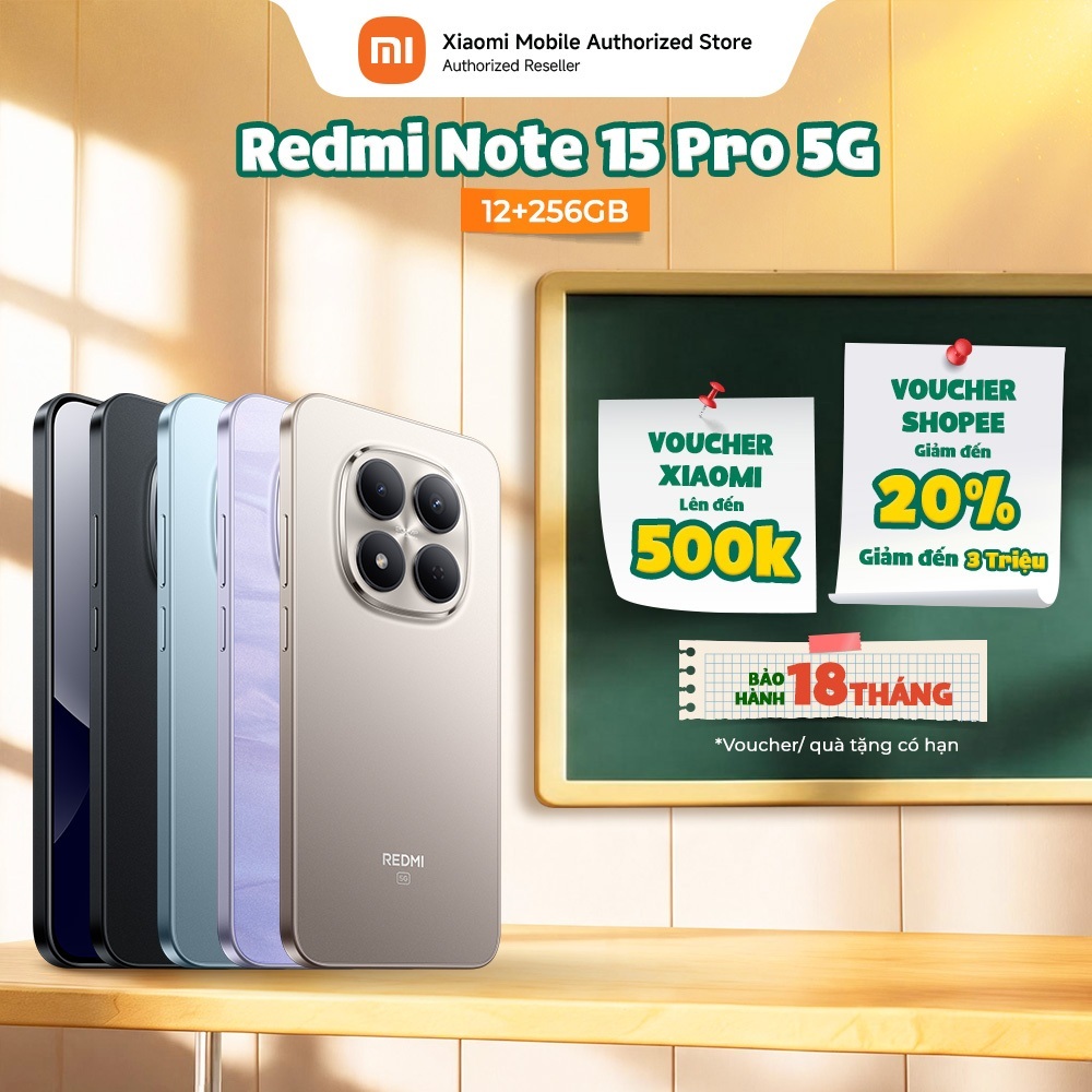 Điện thoại Redmi Note 15 Pro 5G (12+256GB) | Màn 6.83" 1.5K | MTD 7400-Ultra | Camera 200MP | Chống 