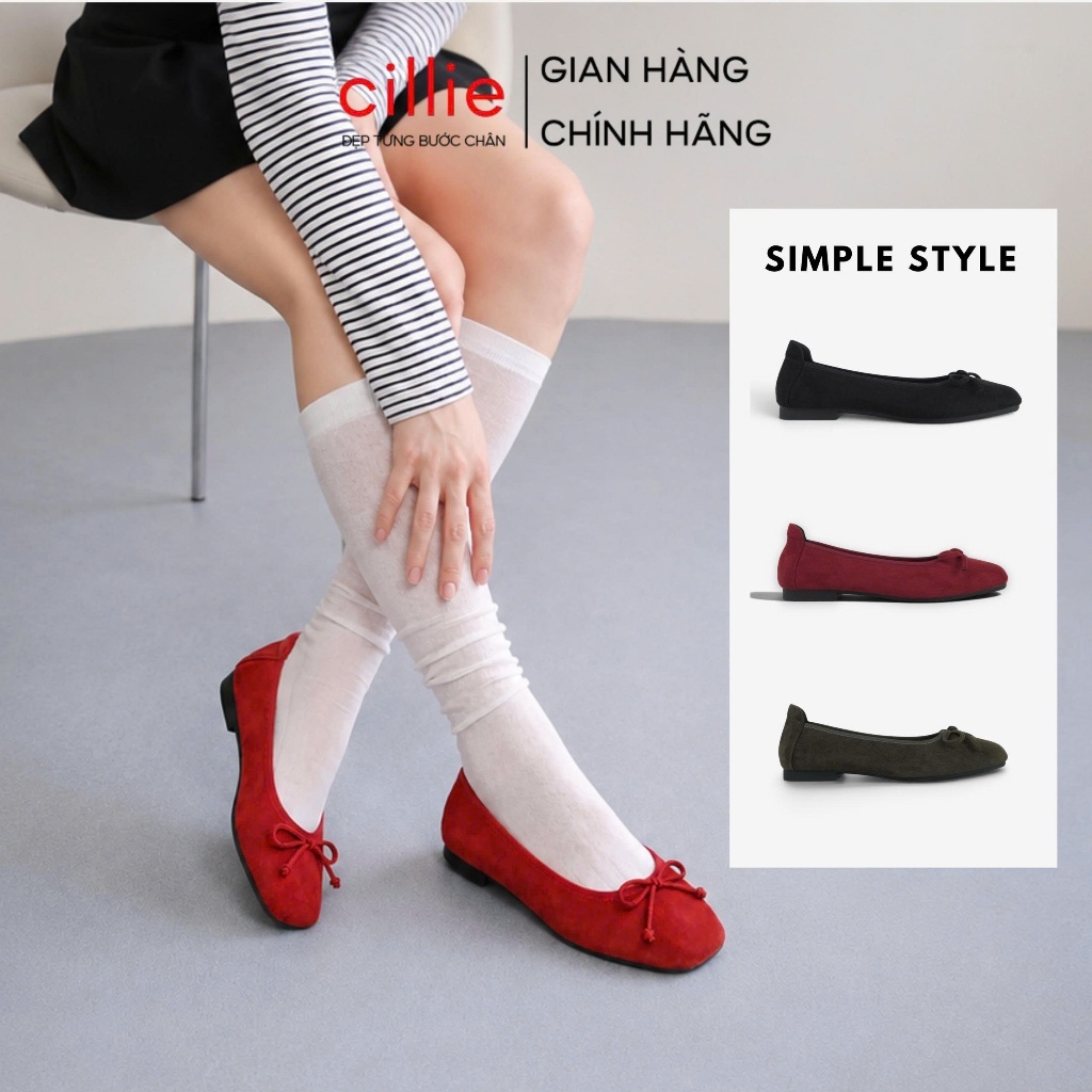 Giày Búp Bê Nữ Cillie Đế Mềm Bệt Có Lớp Đệm Lót Êm Mềm Không Đau Chân