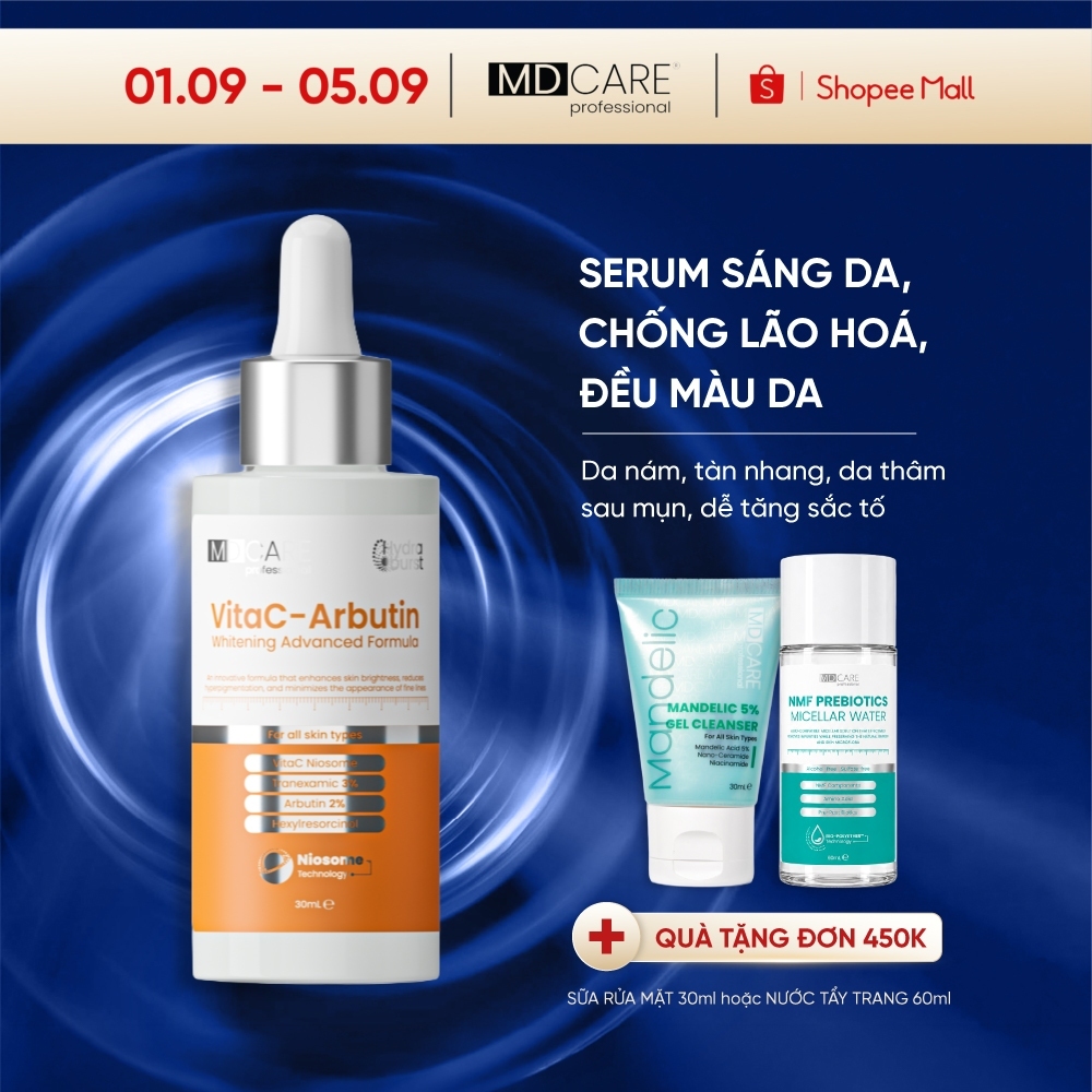 Serum sáng da, chống lão hóa MD CARE VitaC-Arbutin Serum – Whitening Advanced Formula