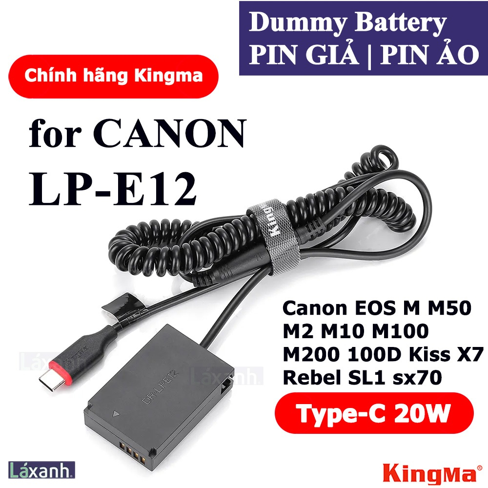 Dummy Type-C Canon LP-E12 | Pin giả pin ảo pin dummy battery Canon LPE12 100D M M2 M10 M50 M100 M200